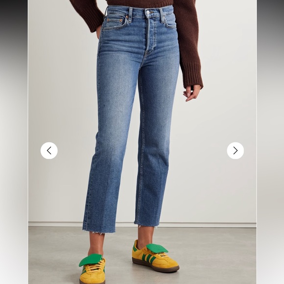 NWT $265 REDONE 70's Ultra High Rise Stove Pipe raw hem jeans